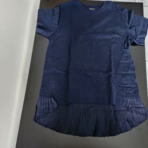 BRF M Pleated Hem Blue Tee